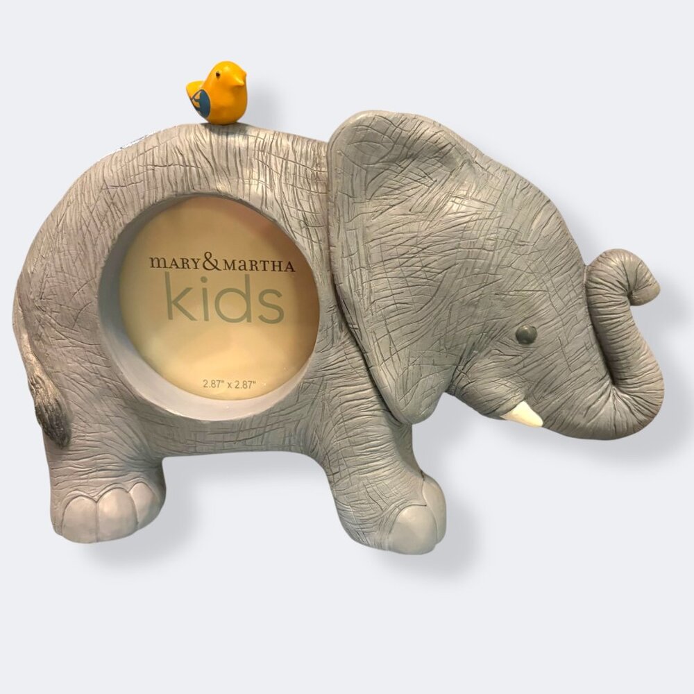 Whimsicle‎ Elephant Perched Bird Micro Photo Frame Decor 3x3 Baby Shower